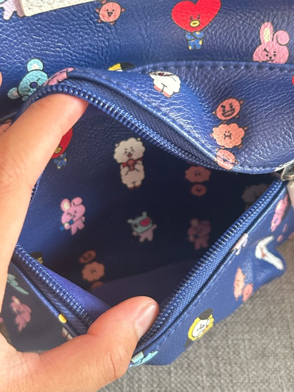 BT21 Blue Mini Backpack Faux Leather Cute Character Graphics K-Pop BTS Merch - Picture 10 of 14